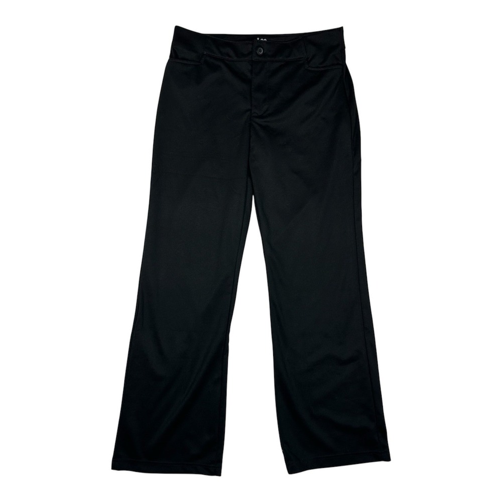 Lee Riders Pull On Pants 14 M Black Stretch Faux Fly Straight Wide Leg Trousers